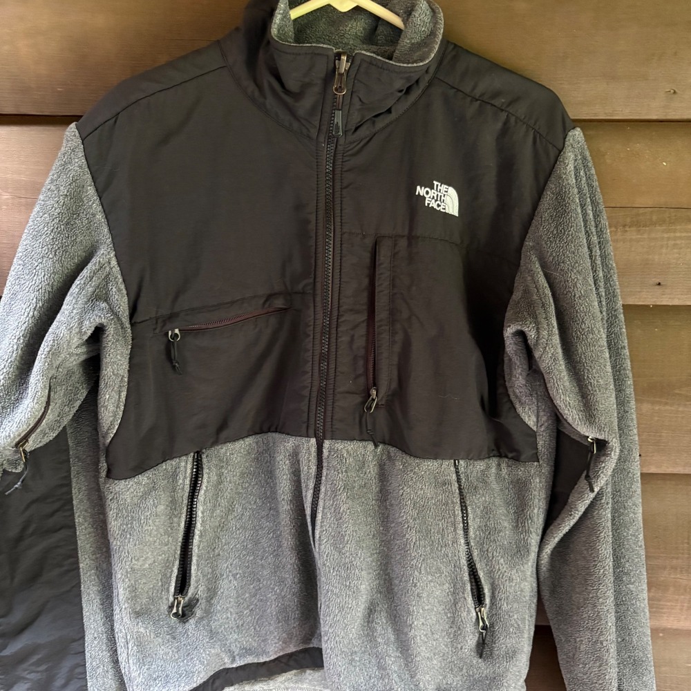 The North Face Denali Polartec Fleece Jacket Mens Small Gray Black Full Zip S/P